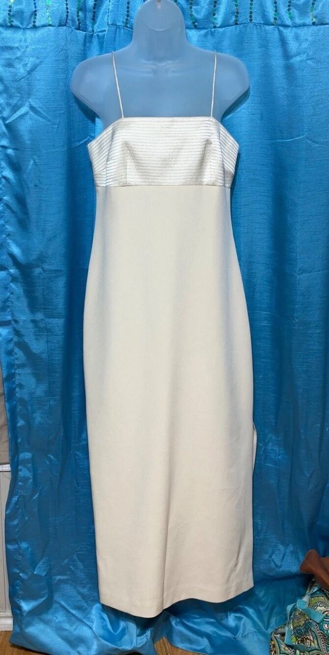 VTG Rickie Freeman Teri Jon Nites 100% Slip Dress Cream Size 6